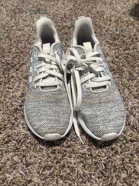adidas Gray and White Knit Cloudfoam Sneakers